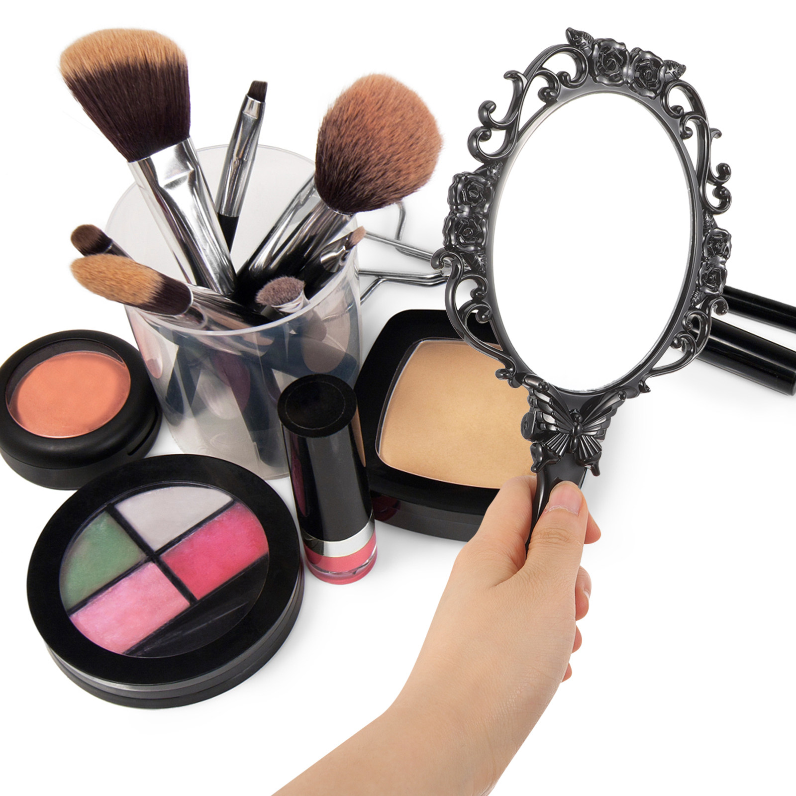 Beauty Rose Makeup - Cermin Rias Lipat Berhias Bunga Mawar,