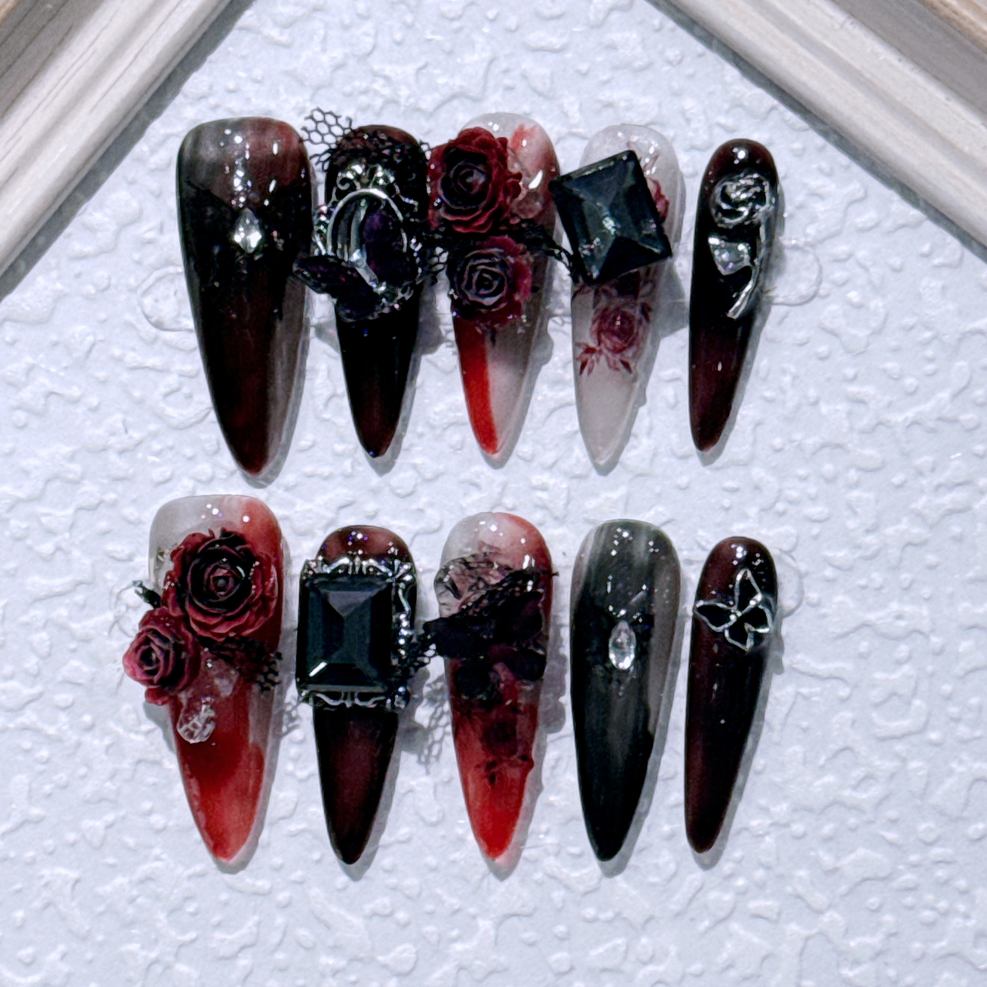 Nail Extension Tips - 10 buah buatan tangan panjang runcing