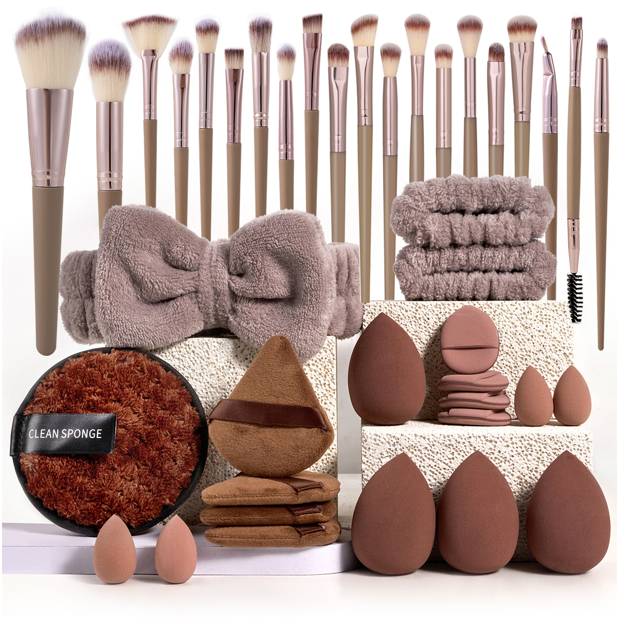 Beauty Makeup Gift Sets - Set kuas rias dan spons, Puff