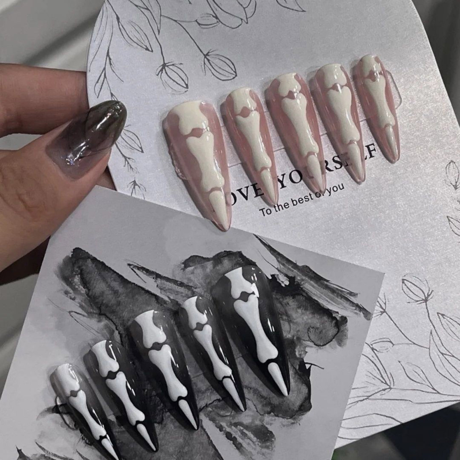 Nail Extension Tips - Handamde kuku palsu gaya Halloween, ujung