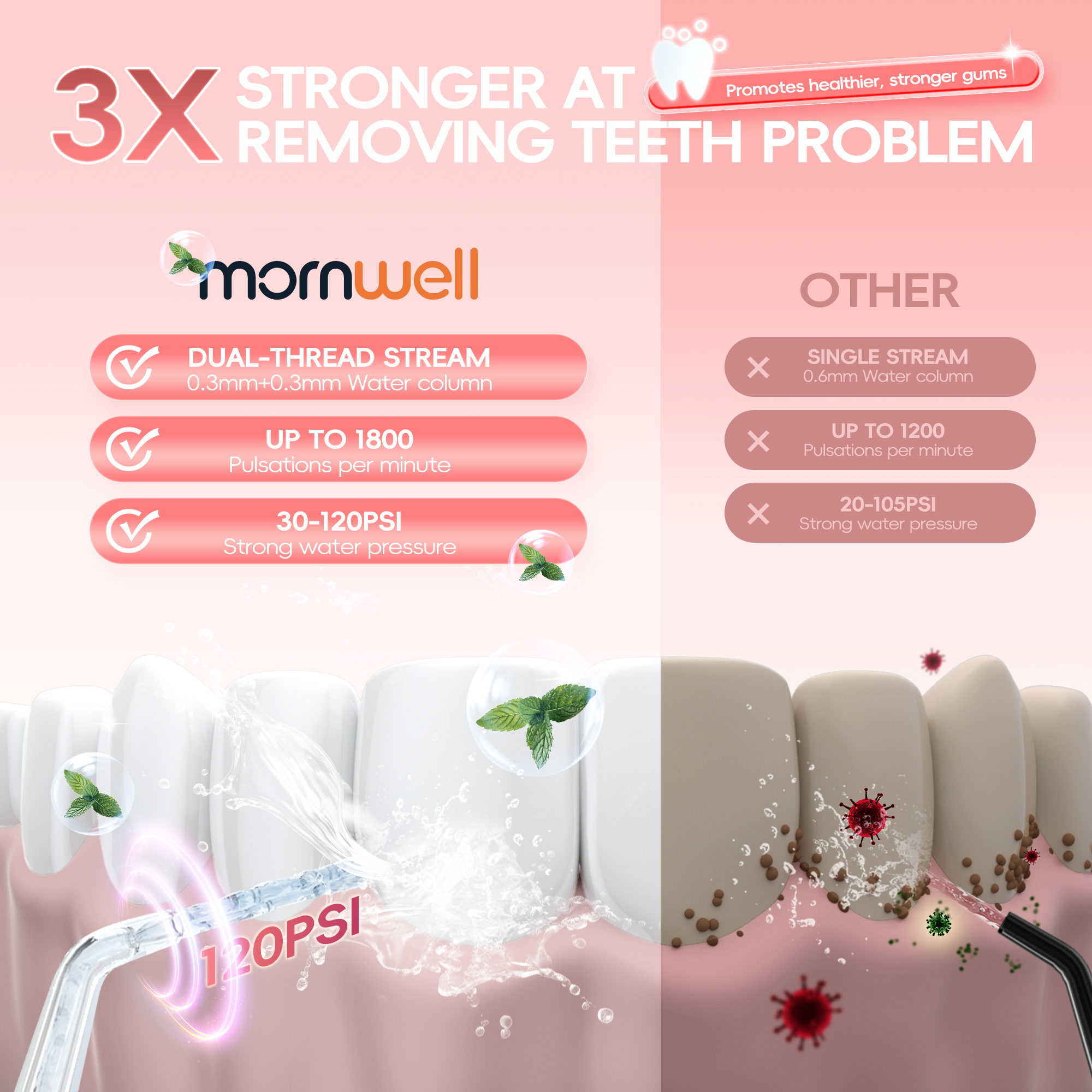 Mornwell D52 Water Flosser Jet - Micellar Water Cleanser ulasan dan harga