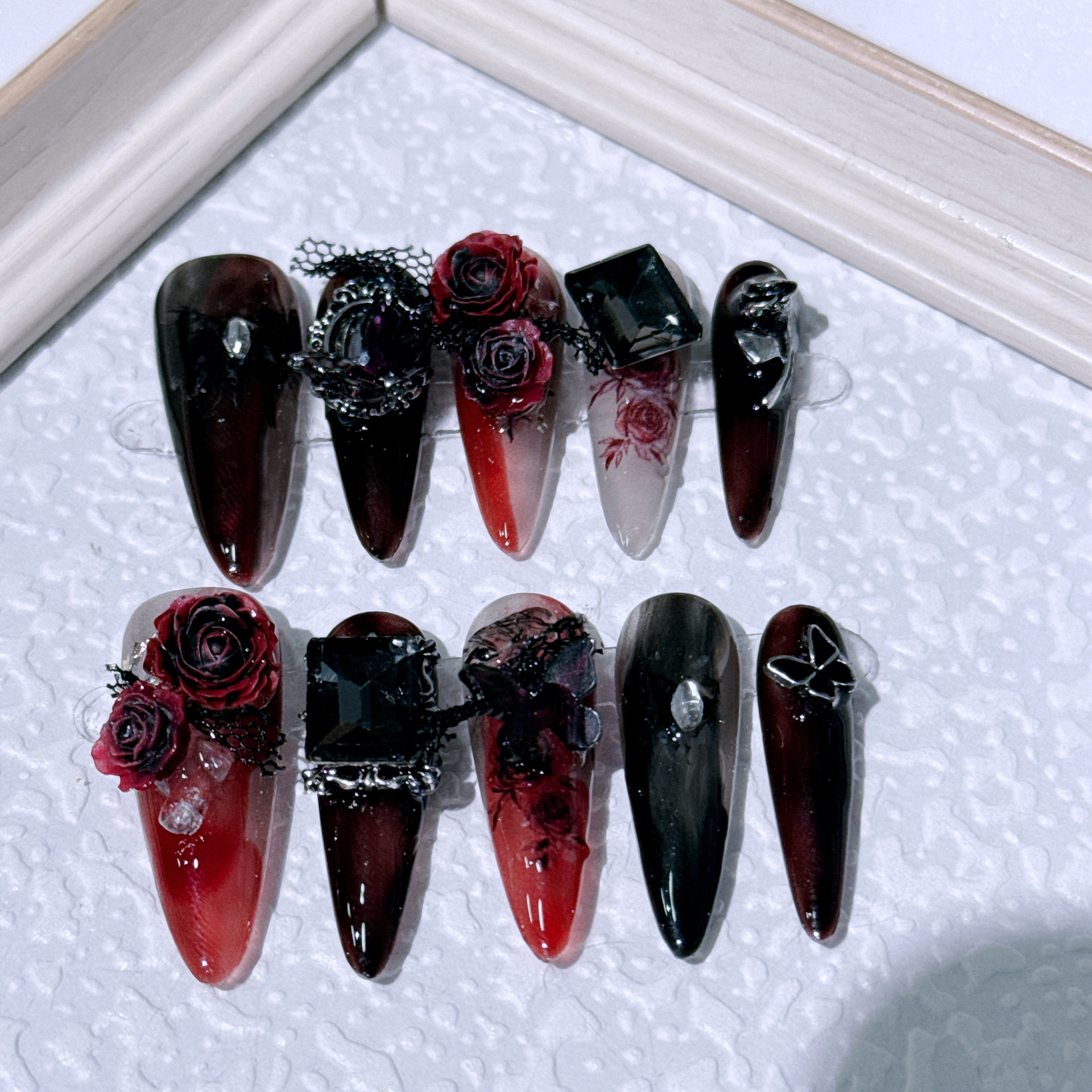 10 buah buatan tangan panjang  - Nail Extension Tips ulasan dan harga