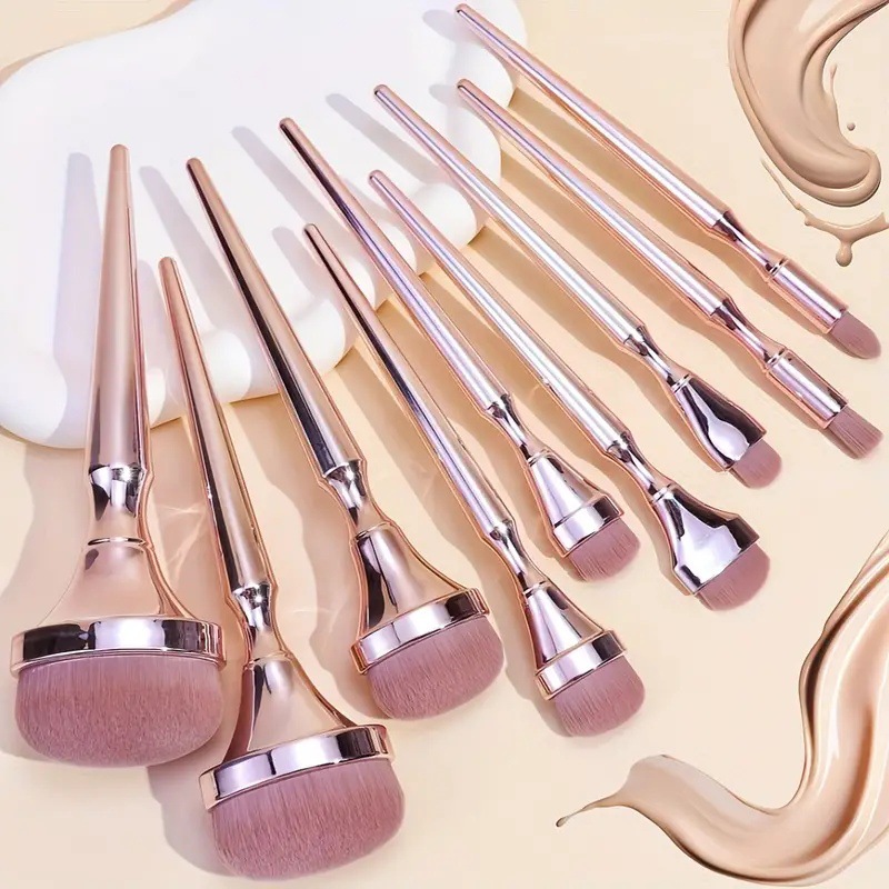 9 Buah Set Kuas Rias Warna Ros - Beauty Rose Makeup ulasan dan harga