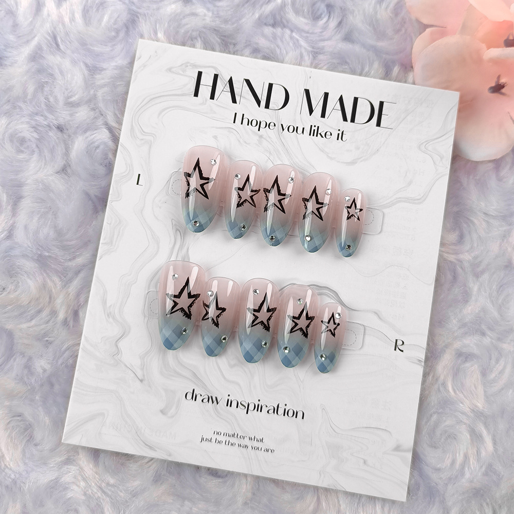 Patch kuku palsu gradien kotak - Nail Extension Tips ulasan dan harga