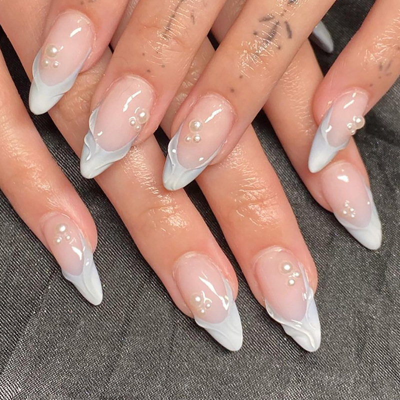 24 Buah Kuku Palsu Perancis Hi - Nail Extension Tips ulasan dan harga