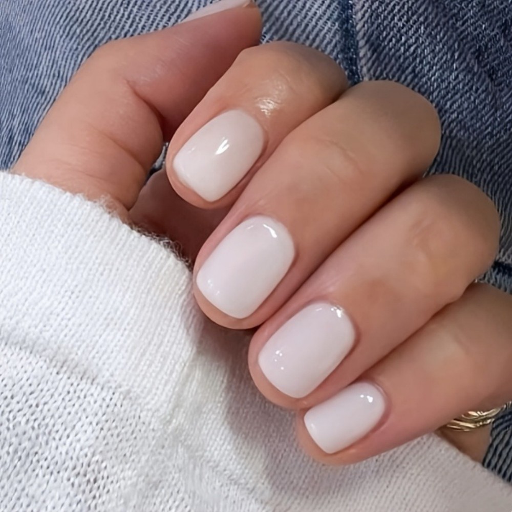 24PCS Kuku Palsu Putih Susu Pe - Nail Extension Tips ulasan dan harga