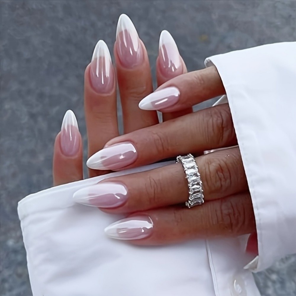 24PCS Kuku Palsu Putih Susu Pe - Nail Extension Tips ulasan dan harga